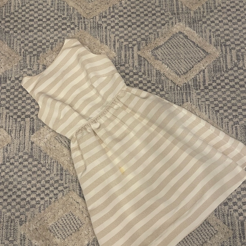 Lilly Pulitzer Gold White Striped Sleeveless Dress Size 0 Stained